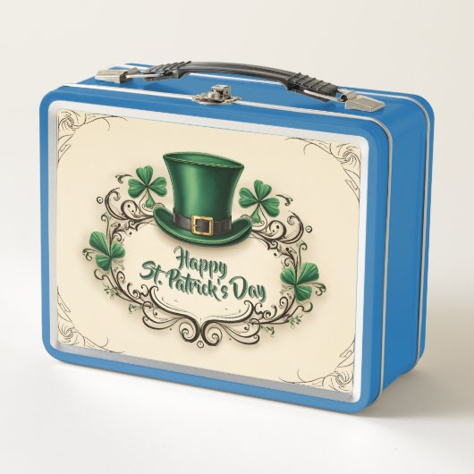 Frohes St. Patrick’s Day Kleeblatt-Design Metall Brotdose (Vorderseite)