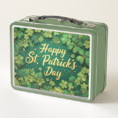 Frohes St. Patrick’s Day Kleeblatt-Design Metall Brotdose (Rückseite)
