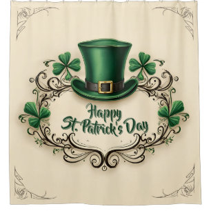 Frohes St. Patrick’s Day Shamrock-Design Duschvorhang