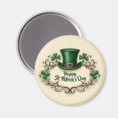 Frohes St. Patrick’s Day Shamrock-Design Magnet (Vorderseite/Rückseite)