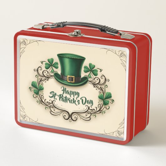 Frohes St. Patrick’s Day Shamrock-Design Metall Brotdose (Vorderseite)