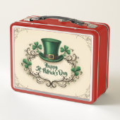 Frohes St. Patrick’s Day Shamrock-Design Metall Brotdose (Rückseite)