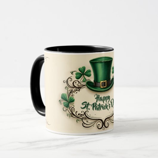Frohes St. Patrick’s Day Shamrock-Design Tasse (Vorderseite Links)