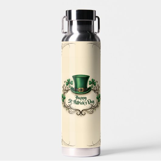 Frohes St. Patrick’s Day Shamrock-Design Trinkflasche (Vorne)