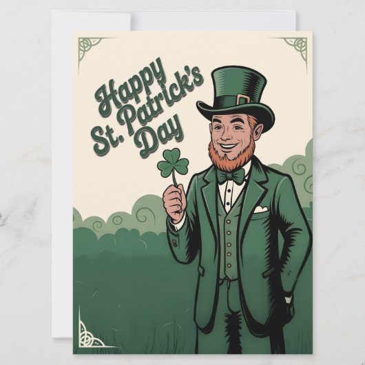 Frohes St. Patrick’s Day Vintage Kobold (Vorderseite)