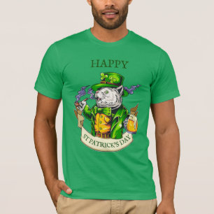 Frohes St. Patrick's Day Bier Irisch Katze Lustig T-Shirt