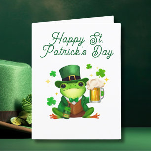 Frohes St. Patrick's Day Frosch mit Bier Feiertagskarte