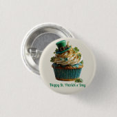 Frohes St. Patrick's Day Glückscupcake Button (Vorne & Hinten)
