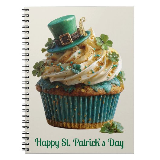 Frohes St. Patrick's Day Glückscupcake Notizblock (Vorderseite)