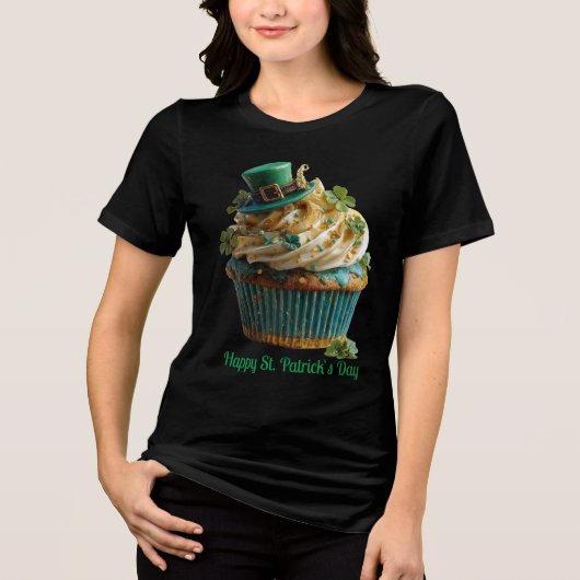 Frohes St. Patrick's Day Glückscupcake Tri-Blend Shirt (Vorderseite)
