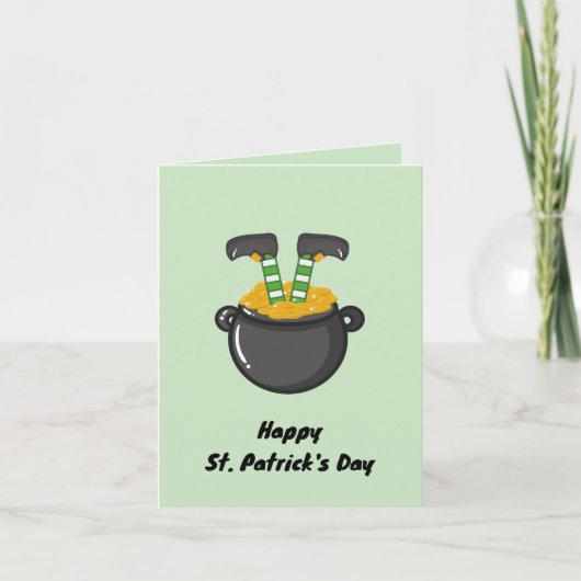 Frohes St. Patrick's Day Gnomengrün Gold Karte (Vorderseite)