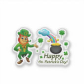 Frohes St. Patrick's Day Leprechaun Regenbogen Aufkleber (Vorderseite)