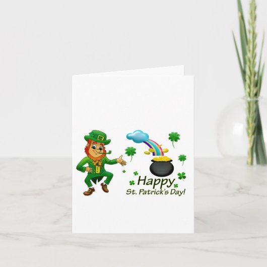 Frohes St. Patrick's Day Leprechaun Regenbogen Karte (Vorderseite)