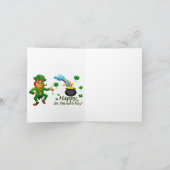 Frohes St. Patrick's Day Leprechaun Regenbogen Karte (Innenseite)