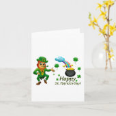 Frohes St. Patrick's Day Leprechaun Regenbogen Karte (Gelbe Blume)