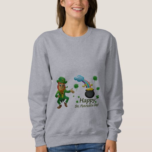 Frohes St. Patrick's Day Leprechaun Regenbogen Sweatshirt (Vorderseite)