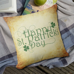 Frohes St. Patrick's Day Schriftzug gesprenkelt cr Kissen