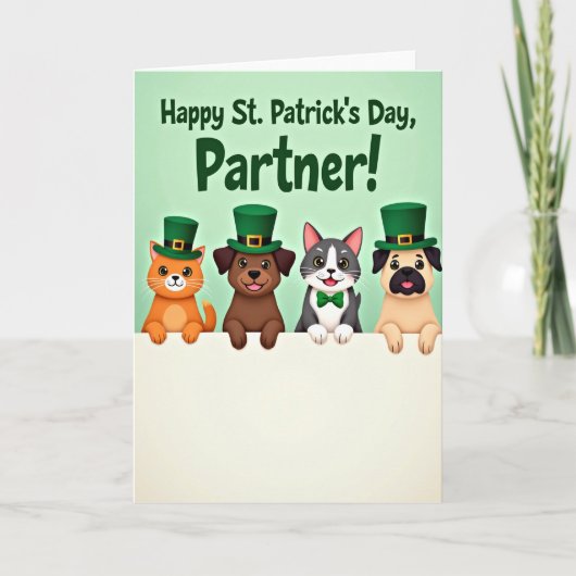 Frohes St. Patricks Tag Tier Karte (Vorderseite)