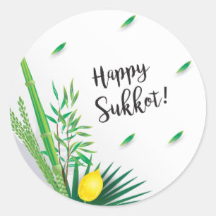 Frohes Sukkot-Fest Jüdischer Feiertag Lulav Etrog Runder Aufkleber