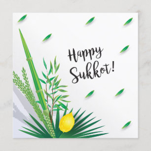Frohes Sukkot Lulav und Etrog Aquarell Einladung