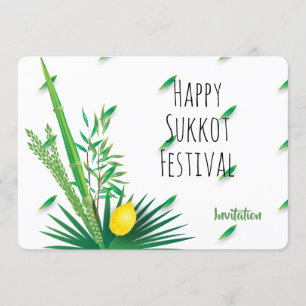 Frohes Sukkot Lulav und Etrog Aquarell Einladung