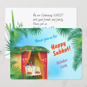 Frohes Sukkot Sukka Lulav und Etrog Aquarell Einladung