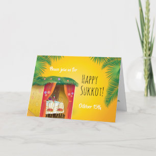 Frohes Sukkot Sukka, Lulav und Etrog Aquarell Karte
