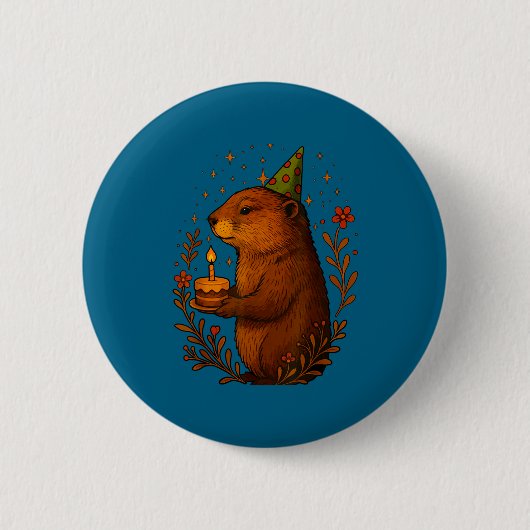 Frohes Tag des Murmeltieres Feiertag Lustiger Murm Button (Vorderseite)