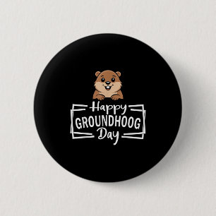 Frohes Tag des Murmeltieres Niedliches Murmeltier Button