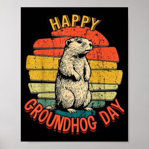 Frohes Tag des Murmeltieres Vintage Lustig Woodchu Poster
