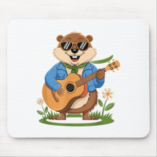 Frohes Tag des Murmeltiers Gitarre spielen Lustige Mousepad