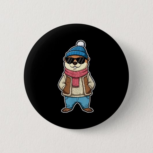 Frohes Tag des Murmeltiers Schatten Süßer Murmelti Button (Vorderseite)
