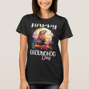 Frohes Tag des Murmeltiers Süße Vintage-Kunst Graf T-Shirt