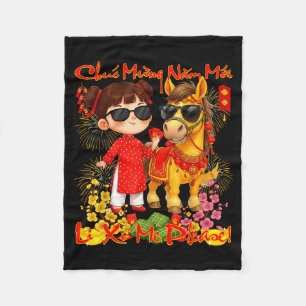 Frohes Tet Chuc Mung Nam Moi 2026 Li Xi Mich bitte Fleecedecke