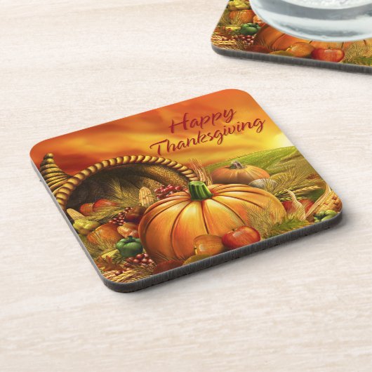 Frohes Thanksgiving 2 Optionen Untersetzer (Linke Seite)