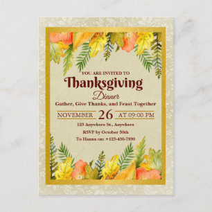 Frohes Thanksgiving-Dinner Farbige Blätter Feiertagspostkarte
