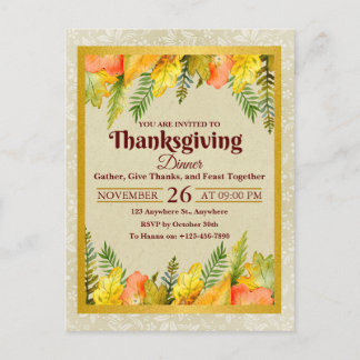 Frohes Thanksgiving-Dinner Farbige Blätter Feiertagspostkarte