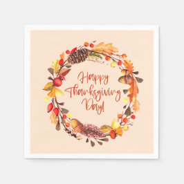 Frohes Thanksgiving Fall Foliage Wreath Party Deko Serviette