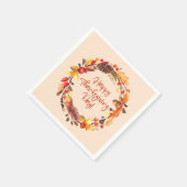 Frohes Thanksgiving Fall Foliage Wreath Party Deko Serviette (Ecke)