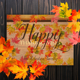 Frohes Thanksgiving Fall Maple Blätter auf Stallho Postkarte