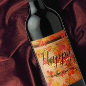 Frohes Thanksgiving Fall Maple Blätter auf Stallho Weinetikett