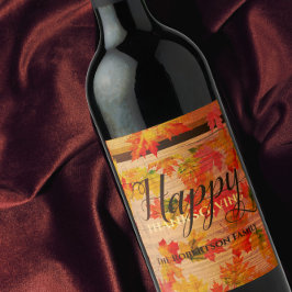 Frohes Thanksgiving Fall Maple Blätter auf Stallho Weinetikett