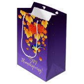 Frohes Thanksgiving Fall Weintrauben Grosser Titfe Mittlere Geschenktüte (Vorderseite Schrägansicht)