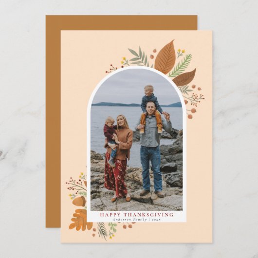 Frohes Thanksgiving Herbstblätterbahn-Foto Feiertagskarte (Vorne/Hinten)