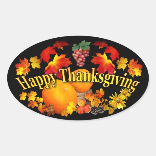 Frohes Thanksgiving ~ Oval Sticker (Vorderseite)