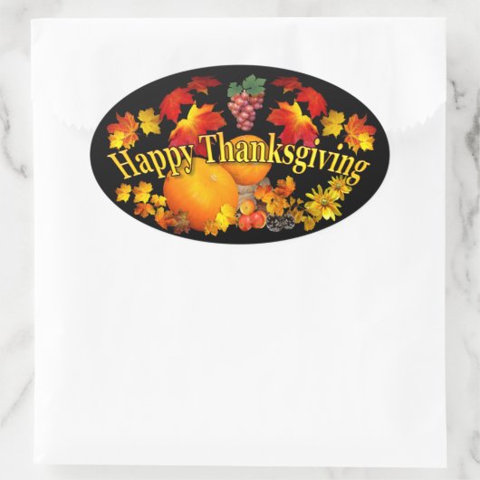 Frohes Thanksgiving ~ Oval Sticker (Tasche)