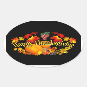 Frohes Thanksgiving ~ Oval Sticker