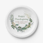 Frohes Thanksgiving Wassercolor Fall Foliage Wreat Pappteller (Vorderseite)