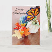 Frohes Thanksgiving Wasserfarben Monarch Butterfly Karte (Vorderseite)