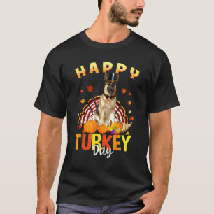 Frohes Truthahn-Tag Deutscher Schäferhund Erntedan T-Shirt